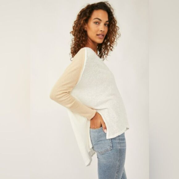 Free People Grand Slam 3/4 Tee In White Combo - Picture 2 of 4